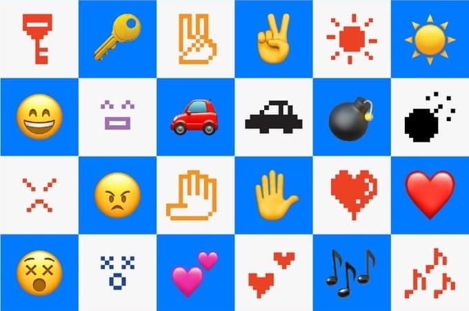 Rutnät av emojis och ikoner