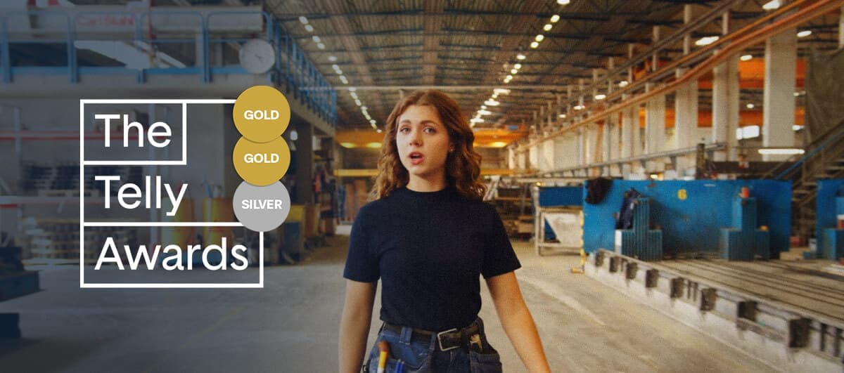 En scen från filmen "För alltid" som skapades av Beyond för Ulricehamns Betong AB, med utmärkelserna guld, guld och silver från The Telly Awards