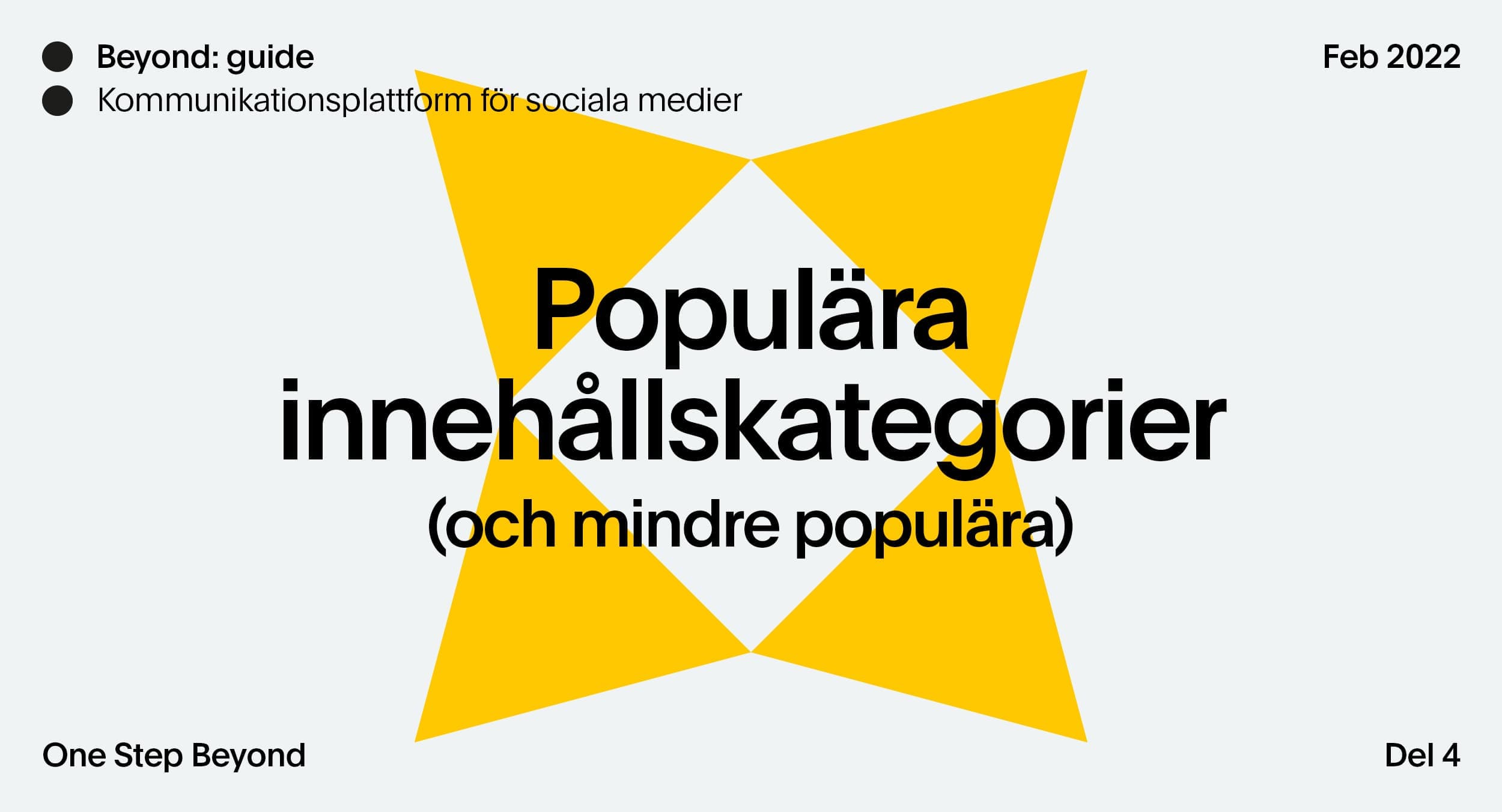 Del 4 av Beyonds guide för kommunikationsplattform för sociala medier, Populära innehållskategorier (och mindre populära)