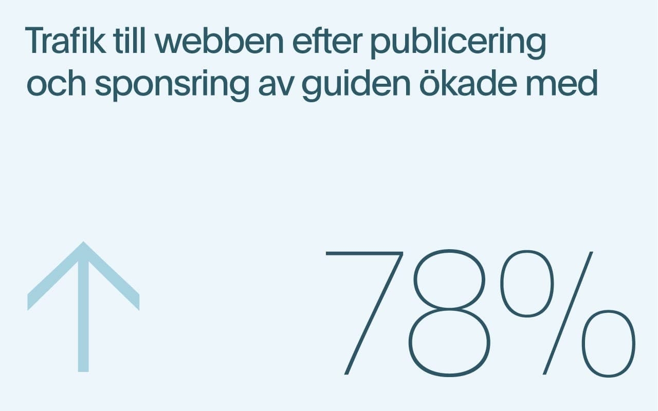 Efter publicering och sponsring av guiden ökade trafik till hemsidan med 78%