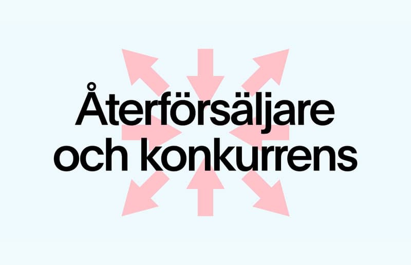 Grafik med texten "Återförsäljare och konkurrens" centrerat i bilden